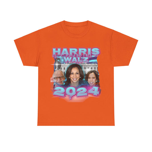 Blue & Pink Harris Walz 2024 Streetwear Design Unisex Heavy Cotton Tee